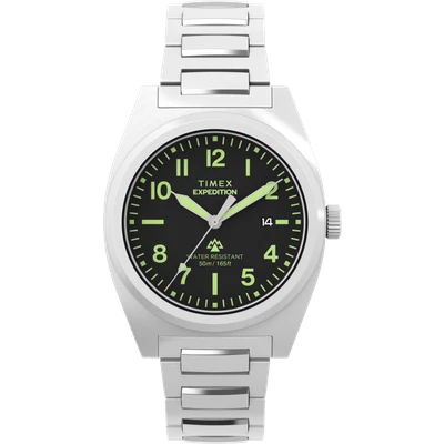 Abbildung von Timex Quarzuhr "CAPSTONE" Armbanduhr, Herrenuhr, Edelstahlarmband, Datum, Leuchtzeiger