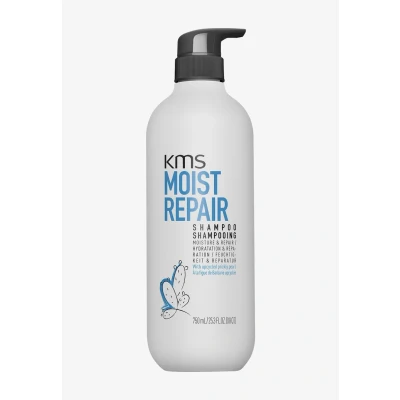 Abbildung von KMS MOISTREPAIR Shampoo 300ml für kraftloses, trockenes Haar, das zu Haarbruch und Spliss neigt.