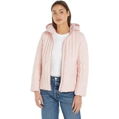 Abbildung von Tommy Hilfiger Damen Daunenjacke mit Kapuze, Rosa (Whimsy Pink), L