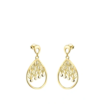 Abbildung von SOFIA MILANI Damen Ohrringe 925 Silber vergoldet/golden &amp; mit Zirkonia Steinen Ovales Blatt Ohrhänger E2347