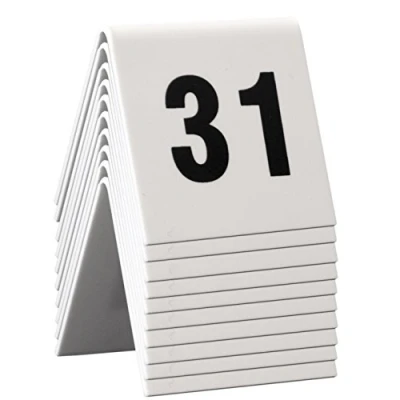 Abbildung von Securit Tischnummernset 31 40. Weißes Acryl mit schwarzer Schrift (10er Set)