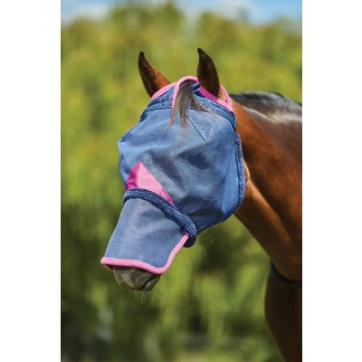Abbildung von Weatherbeeta Fliegenmaske Comfitec Deluxe Durable Mesh Mit Nase Navy/Lila Pony
