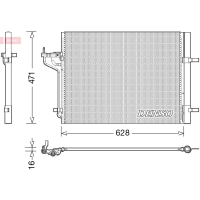 Abbildung von DENSO DCN10029 Klimakondensator mit Trockner 628x471x16 R 134a 628 FORD: FOCUS 3, C Max 2, 3 Turnier