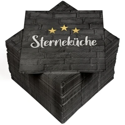 Abbildung von HEKU 100 Servietten, 3 lagig, 33x33cm I Saugstark und praktisch verpackt Ideal für Hochzeiten, Jubiläen besondere Anlässe, Sterneküche 2