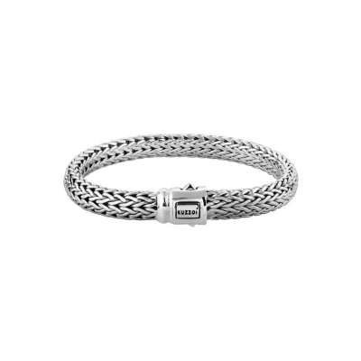 Abbildung von Kuzzoi Buddha Design Herren Armband (10 mm) in Silber für den Mann handgefertigt aus massivem 925er Sterlingsilber, Gewicht 60g, 335204 023