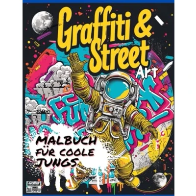 Abbildung von Graffiti &amp; Street Art Malbuch für coole Jungs Mädchen ab 10 Jahren: 50 Motive (Astronaut, Hip Hop, BMX): Ausmalen Entspannen Das perfekte Geschenk Kinder, Teenager Erwachsene Malen