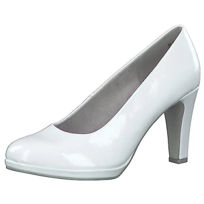 Abbildung von MARCO TOZZI Damen Pumps mit Trichterabsatz Vegan, Weiß (White Patent), 40 EU