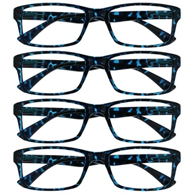 Abbildung von Die Lesebrille Unternehmen Blau Schildpatt Leser Wert 4er Pack Designer Stil Herren Frauen RRRR92 3 +3,50