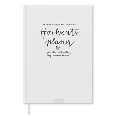 Abbildung von XXL Hochzeitsplaner von Eine der Guten mit vielen Checklisten, Zeitplan, To do Listen, Wedding Planner als Notizbuch, 184 S, A4, Hardcover, weiß, Recyclingpapier, klimaneutral gedruckt