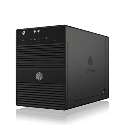 Abbildung von ICY BOX Externes 4 Fach USB C Gehäuse für 2,5 Zoll &amp; 3,5 SSD und Festplatten, 3.1 (Type C, Gen 2), JBOD, Lüfter, SATA, Aluminium, IB 3740 C31