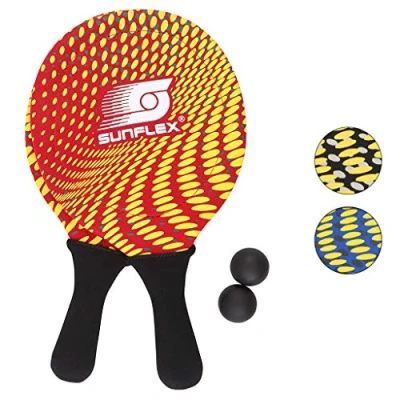 Abbildung von Sunflex Neopren Beachball Set Splash mit Zwei Schlägern und Bällen in rot weich leicht extrem robust wasserfest