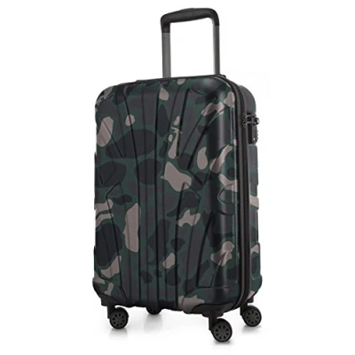 Abbildung von suitline Handgepäck Hartschalen Koffer Trolley Rollkoffer Reisekoffer, TSA, 55 cm, ca. 34 Liter, 100% ABS Matt, Camouflage