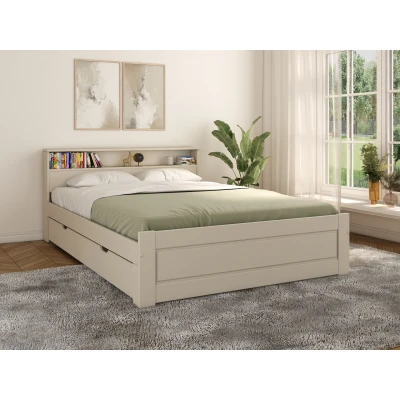 Abbildung von OTTO home Massivholzbett "FLAVION, Jugendbett, FSC zertifizierte massive Kiefer" Breite: 90, 140, 180, Qualitätsprodukt, Regal, Kassettenoptik, Schublade optional