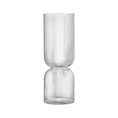 Abbildung von Navaris Glasvase geriffelt groß 35x14x14cm Blumenvase Glas minimalistisch Skandinavischer Stil Vase für Blumenarrangements Deko Wohnzimmer runde mit Rillen