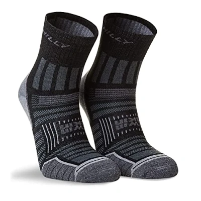 Abbildung von Hilly Unisex Twin Skin Fußkettchen minimale Polsterung Laufsocke, Schwarz/Grau meliert, M