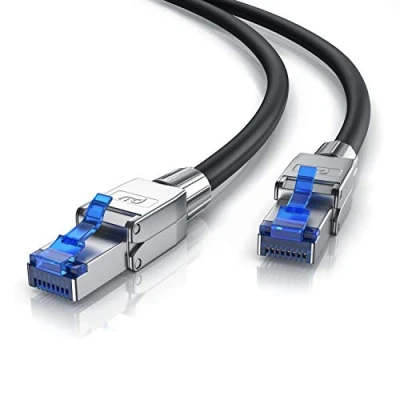Abbildung von CSL 1m Cat 8 LAN Kabel Netzwerkkabel Glasfaser Hochgeschwindigkeit 40 Gbit/s 2000 MHz Ethernet Patch 8.1 Feldkonfektionierbare RJ45 Stecker 1 Meter Schwarz
