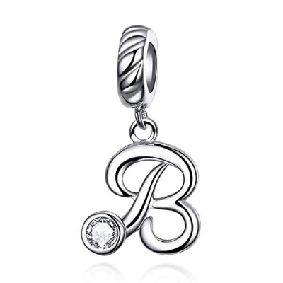 Abbildung von LaMenars Damen Charm Anhänger Alphabet Buchstabe 925 Sterling Silber passend für, Chamilia und europäische Armbänder &amp; Halsketten (Buchstabe J)