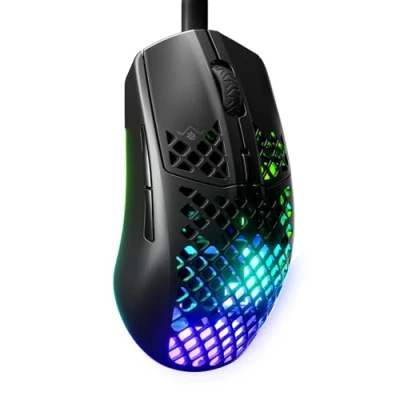 Abbildung von SteelSeries Aerox 3 Holey RGB Gaming Maus, ultraleichtes, wasserabweisendes Design, 8.500 DPI TrueMove Core optischer Sensor, Onyx