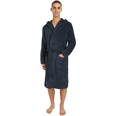 Abbildung von Tommy Hilfiger Herren Hooded Bathrobe 2S87905573 Bademäntel, Blau (Navy Blazer), XS