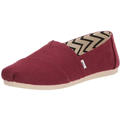 Abbildung von TOMS Damen Alpargata Recycled Cotton Canvas Flacher Slipper, Black Cherry, 37.5 EU