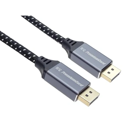 Abbildung von PremiumCord 8K DisplayPort 1.4 Kabel M/M 3 m, auf DisplayPort, 32,4Gbps, Video 8K@60Hz, 4K@120Hz 2160p, HDCP 2.2, vergoldete Anschlüsse, Textilkabel Geflecht