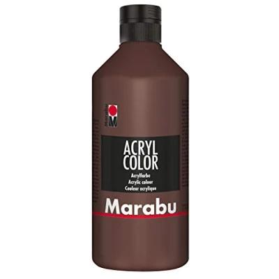 Abbildung von Marabu 12010075040 Acryl Color mittelbraun 500 ml, cremige Acrylfarbe auf Wasserbasis, schnell trocknend, lichtecht, wasserfest, zum Auftragen mit Pinsel und Schwamm Leinwand, Papier Holz