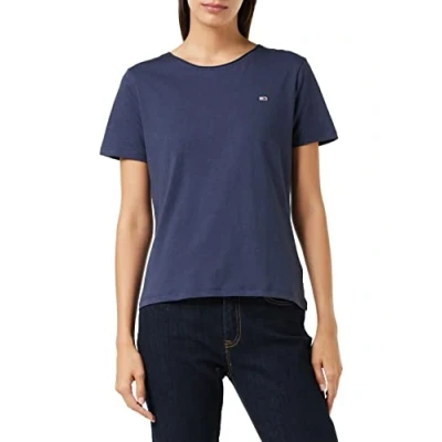 Abbildung von Tommy Hilfiger Damen TJW Slim Jersey C Neck T Shirt, Blau (Twilight Navy), XXS