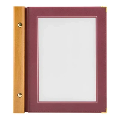 Abbildung von SECURIT MC WRA5 WR Wood Weinkarte inkl. 2 dopplete Einlage für Karte (für 4 Seiten A5), Weinrot, Holz, Wine Red