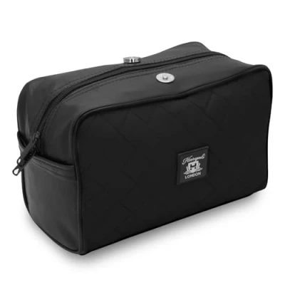 Abbildung von Haryali London Wasserabweisende Leder Kulturtasche für Herren, großer Reise Kulturbeutel, Rasier Dopp Set, Badezimmer, Fitnessstudio, Toilettenartikel, Make up Organizer, Schwarz , Kulturbeutel