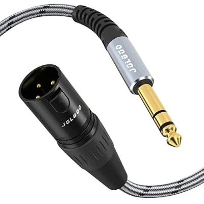 Abbildung von JOLGOO 1/4 Zoll TRS auf XLR Steckerkabel, symmetrischer 6,35 mm Stecker 3 poligen Stecker, Viertelzoll Mikrofonkabel, 5 Meter