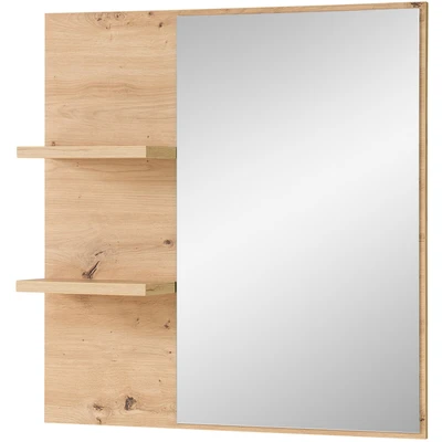 Abbildung von BARI Wandspiegel in Artisan Eiche Optik FSC zertifiziert Praktischer Spiegel mit Ablage für Flur &amp; Garderobe 78 x 80 17 cm (B/H/T)
