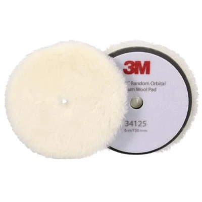 Abbildung von 3M Perfect It Polierpad mit Polierfell für Exzenter Poliermaschine, medium, weiß, 150 mm (6 in), 34125