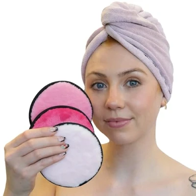 Abbildung von TRIXES Wiederverwendbare Mikrofaser Abschminkpads im 3er Pack Rosa umweltfreundliche, hautfreundliche Gesichtstücher