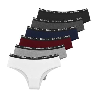 Abbildung von Libella Slips Damen Baumwolle,6er Pack Hipster Panties Unterwäsche Bequeme Unterhosen 3411 MU S