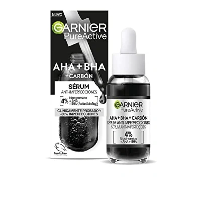 Abbildung von Garnier PureActive AHA+BHA Anti Unvollkommenes Gesichtsserum mit Kohle, 30 ml