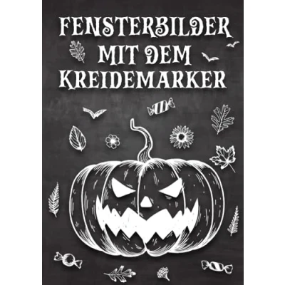Abbildung von Fensterbilder mit dem Kreidemarker Halloween: Gruselige Motive als Kreidestift Fenstervorlagen für den Herbst