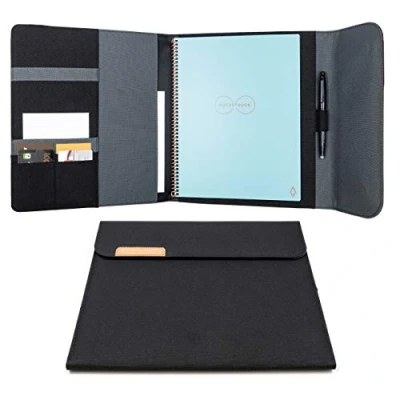 Abbildung von Rocketbook Capsule 2.0 Folio Cover für Core, Panda und Fusion 100% recycelbare Hülle mit Stifthalter, Magnetverschluss Innenaufbewahrung Schwarz, Briefgröße 21,6 x 27,9 cm