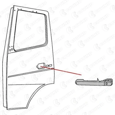 Abbildung von DT Spare Parts 4.63272 Türgriff Fahrzeughecktür, vorne und hinten MERCEDES BENZ: Vito Minibus, Sprinter 3 T Van