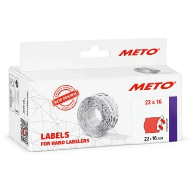 Abbildung von Meto Preisauszeichner Etiketten (22x16 mm, 2 zeilig, 6.000 Stück, fluor rot, permanent, Preisetiketten für Meto, Contact, Sato, Avery, Tovel, Samark etc.)