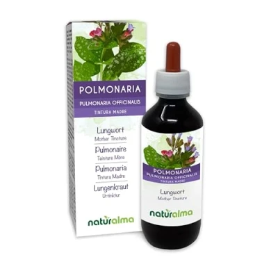 Abbildung von Lungenkraut (Pulmonaria officinalis) Kraut mit Blüten Alkoholfreier Urtinktur Naturalma Flüssig Extrakt Tropfen 200 ml Nahrungsergänzungsmittel Veganer