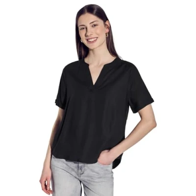 Abbildung von STREET ONE Damen A345525 Bluse in Unifarbe, Black, 38