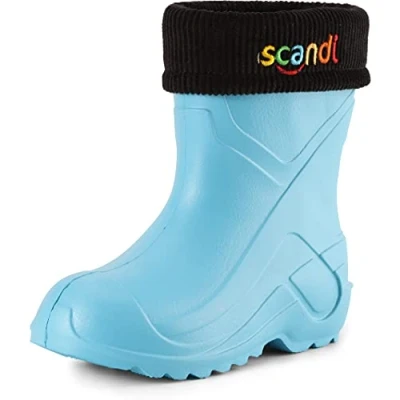 Abbildung von Ladeheid Kinder Mädchen Jungen federleichte Eva Thermo Gummistiefel gefüttert LA 763 (Türkis306c/Schwarz, 25 EU)