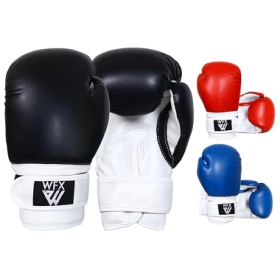Abbildung von WFX Kinder Boxhandschuhe für Kampfsport Sparring Junior Praxishandschuhe strapazierfähiges Leder MMA Trainingshandschuhe Boxsäcke Schlaghandschuhe Muay Thai Kickboxen Jungen und