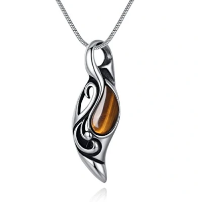 Abbildung von COAI Geschenkideen Auge der Sonne Anhänger aus Edelstahl und Gelbem Tigerauge Schlangenkette für Damen Herren 55cm