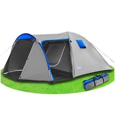 Abbildung von Campela Touristenzelt, Familienzelt, Tropical, für 3 4 Personen, wasserdicht 3000m, geklebte Nähte, CA0013 (Blue)