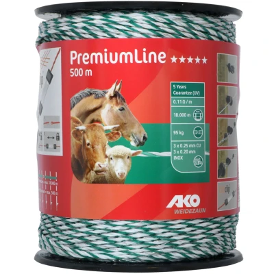 Abbildung von Ako Weidezaunlitze PremiumLine Weiß/Grün 500m