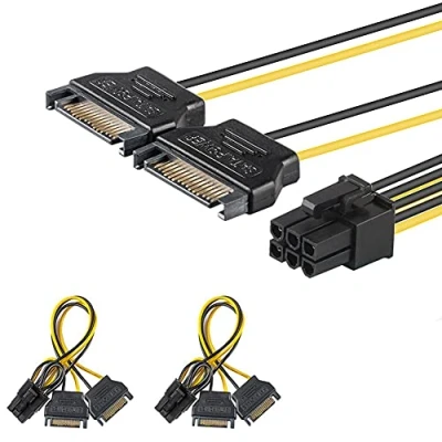 Abbildung von J&amp;D [2 Packungen] 2 x SATA Leistung 15 Pin zu 6 PCIe Express Grafikkarte Netzkabel Adapter