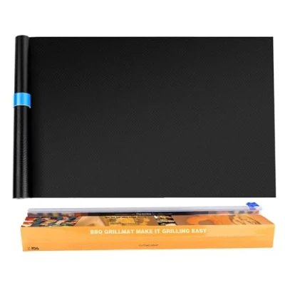 Abbildung von Homealexa BBQ Grillmatte für Gasgrill 40x500cm Übergroße Zuschneidbar Jede Größe Grillplatte Wiederverwendbar Backpapier Antihaft Teflon Backfolie PFOA frei Holzkohle Backofen Weber Grill