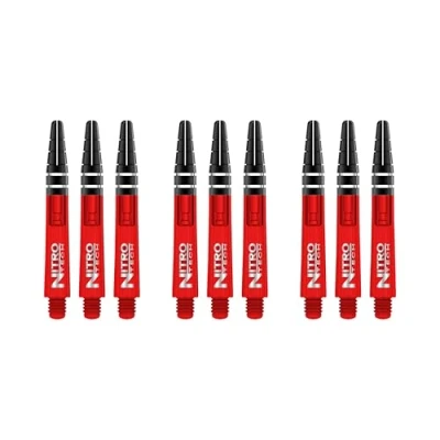 Abbildung von RED DRAGON Nitrotech Dart Schäfte, 3 Stück pro Packung (9 Schäfte insgesamt) mit Punktekarte, rot, Kurz