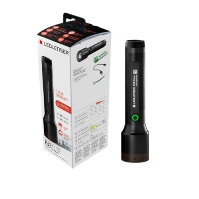 Abbildung von Ledlenser P6R Core Allround Taschenlampe LED, 900 Lumen, aufladbar mit 18650 Lithium Akku, wasserdicht IP68, fokussierbar, 240m Leuchtweite, Constant Light, USB Magnetladekabel, Flashlight